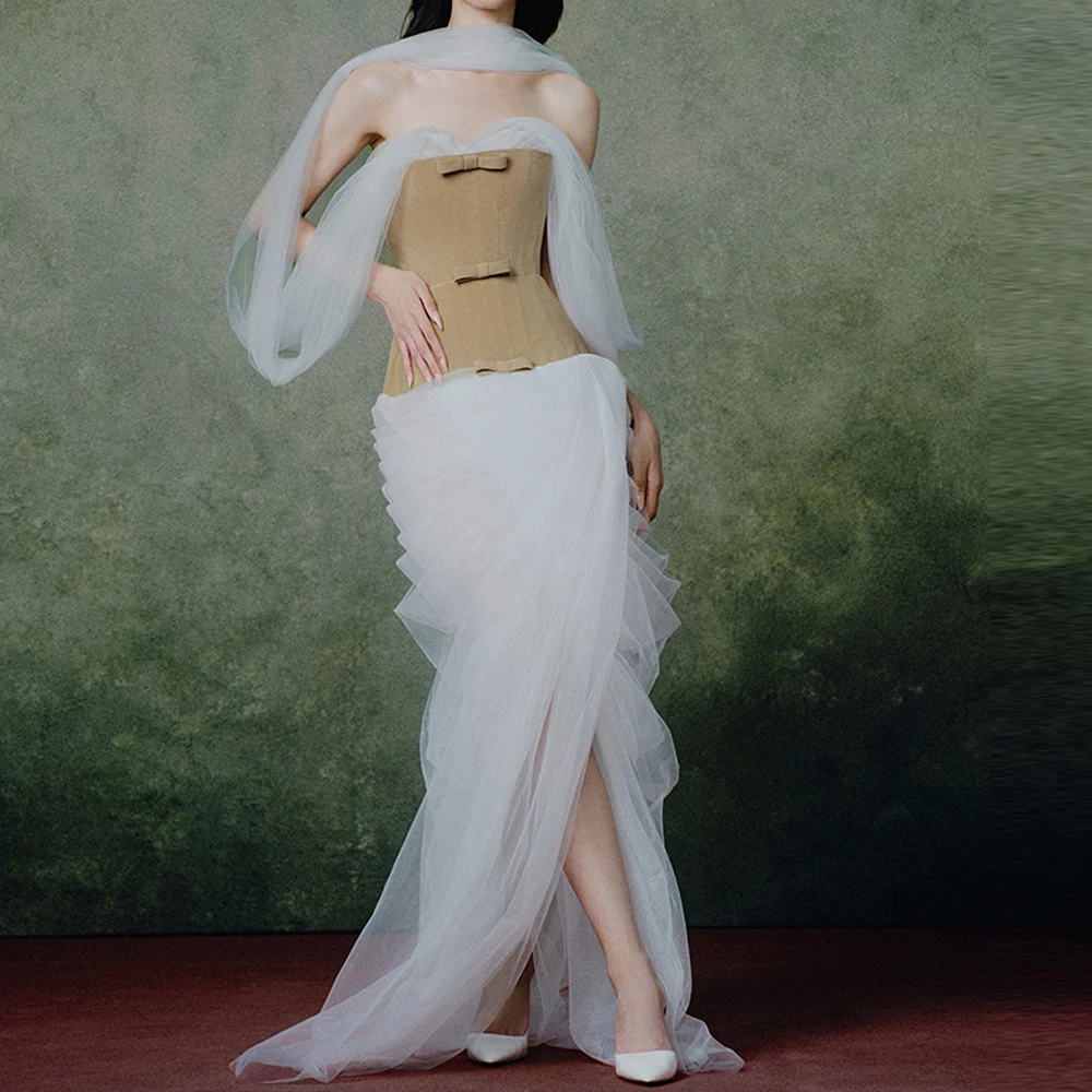 Graceful Mermaid Evening Dress Fashion Halter Bow Sleeveless Customized Celebrity Gowns Temperament Tulle Bespoke Occasion Gown
Graceful Mermaid Evening Dress Fashion Halter Bow Sleeveless Customized Celebrity Gowns Temperament Tulle Bespoke Occasion Gown