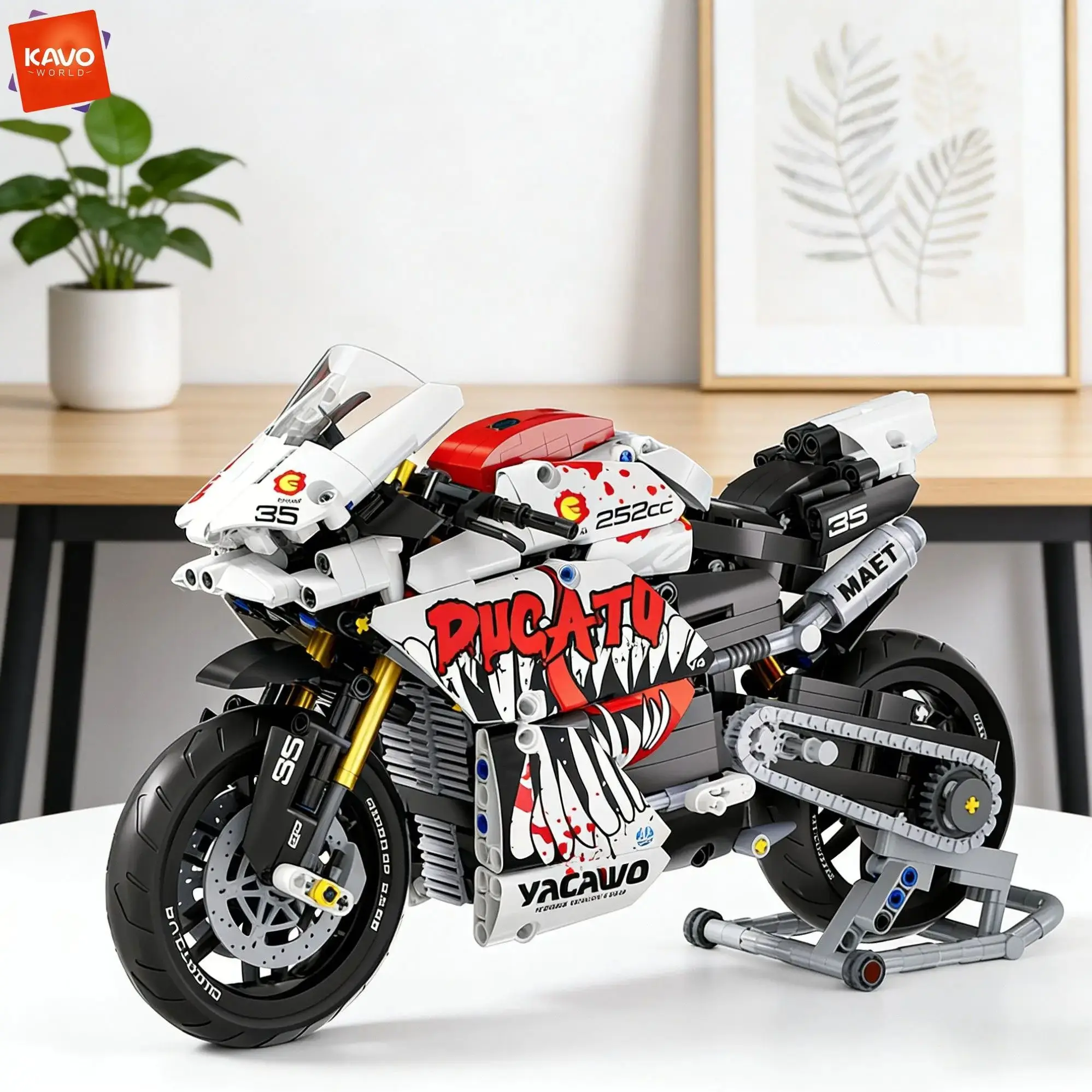 KAVOWORLD 883PCS High Detail Superbike Building Set 1:10 Scale Ducati Inspired Model with Chain Drive Educational Toys for Boys
KAVOWORLD 883PCS High Detail Superbike Building Set 1:10 Scale Ducati Inspired Model with Chain Drive Educational Toys for Boys