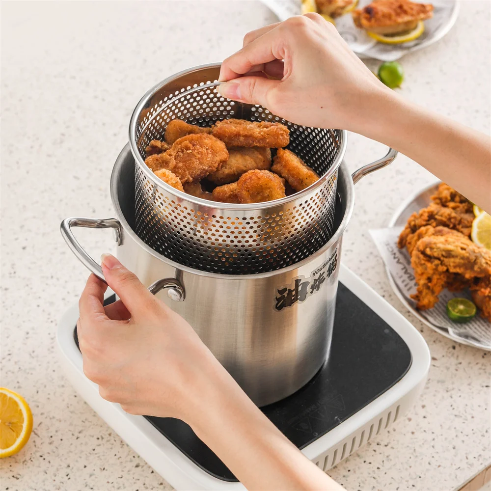 suitable for various stoves 1 stainless steel multifunctional frying pan with drainage basket
suitable for various stoves 1 stainless steel multifunctional frying pan with drainage basket