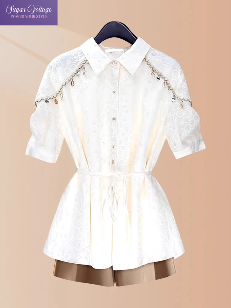 French Elegant Hollow Embroidery Short Sleeve Chic Shirt Women Y2K Vintage Fashion Blazer Jacket Blouse Luxury Office Lady Tops
French Elegant Hollow Embroidery Short Sleeve Chic Shirt Women Y2K Vintage Fashion Blazer Jacket Blouse Luxury Office Lady Tops
