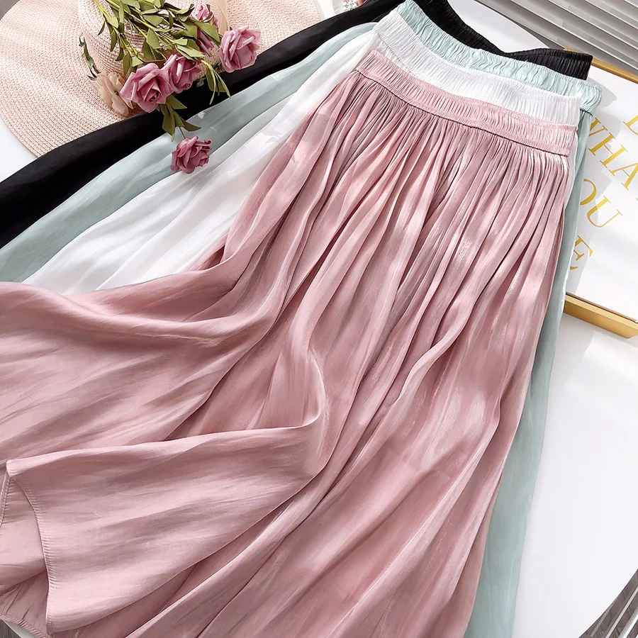 Soft Thin Spring Summer Pleated Skirt for Women Midi Long High Waist A-line Skirt Female Solid Boho Maxi Skirts Lady
Soft Thin Spring Summer Pleated Skirt for Women Midi Long High Waist A-line Skirt Female Solid Boho Maxi Skirts Lady