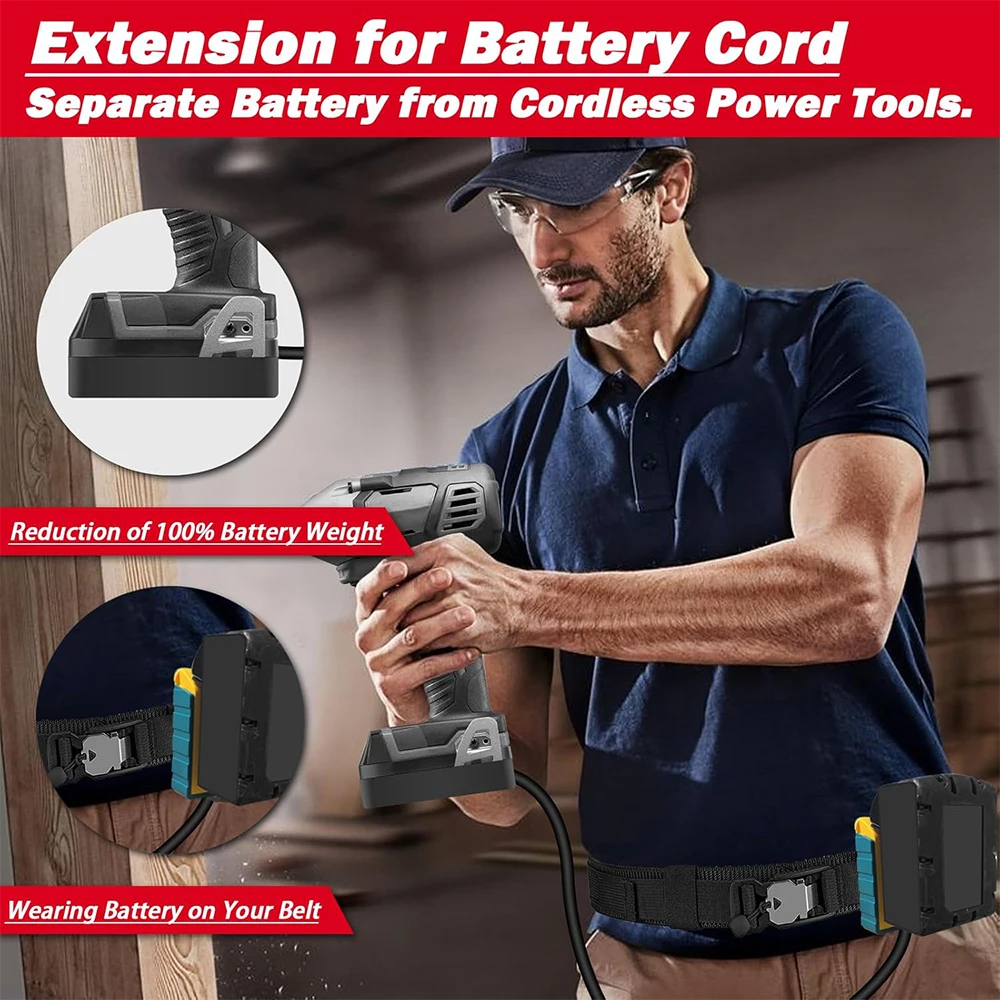 Battery Extension Cord Tool for Makita Bosch Dewalt Milwaukee 18V-20V Lithium Battery Lightweight with Belt Clip 1.5M Cable
Battery Extension Cord Tool for Makita Bosch Dewalt Milwaukee 18V-20V Lithium Battery Lightweight with Belt Clip 1.5M Cable