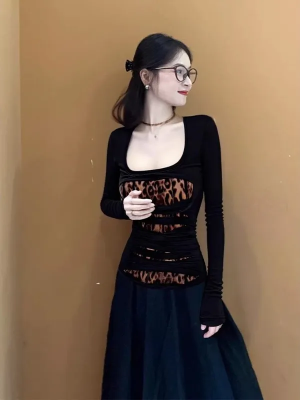 plus Size Women's Square Ne Leopard Print Patchwork Long Sve T-irt Autumn Winter Base Layer Top Inner Wear Outerwear
plus Size Women's Square Ne Leopard Print Patchwork Long Sve T-irt Autumn Winter Base Layer Top Inner Wear Outerwear