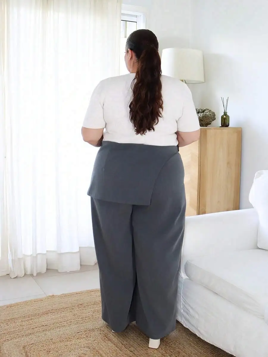 Plus Size Dark Gray Overlay Wide Leg Formal Pants Mid Rise Business Casual
Plus Size Dark Gray Overlay Wide Leg Formal Pants Mid Rise Business Casual