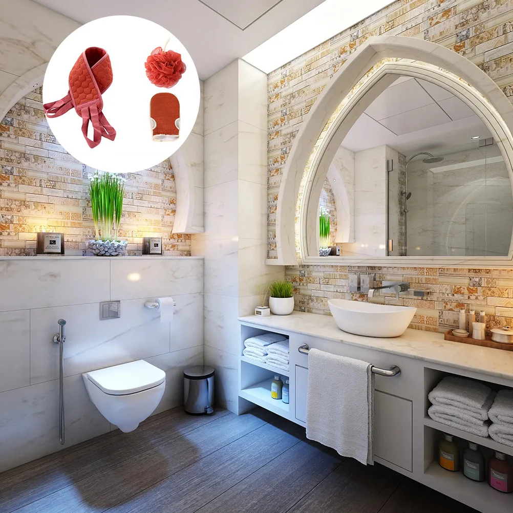 3 pcs Bath Scrubber Set Long Back Towel For Deep Cleaning Durable Exfoliating Bath Ball Portable Shower Sponge Body Wash Tool 
3 pcs Bath Scrubber Set Long Back Towel For Deep Cleaning Durable Exfoliating Bath Ball Portable Shower Sponge Body Wash Tool