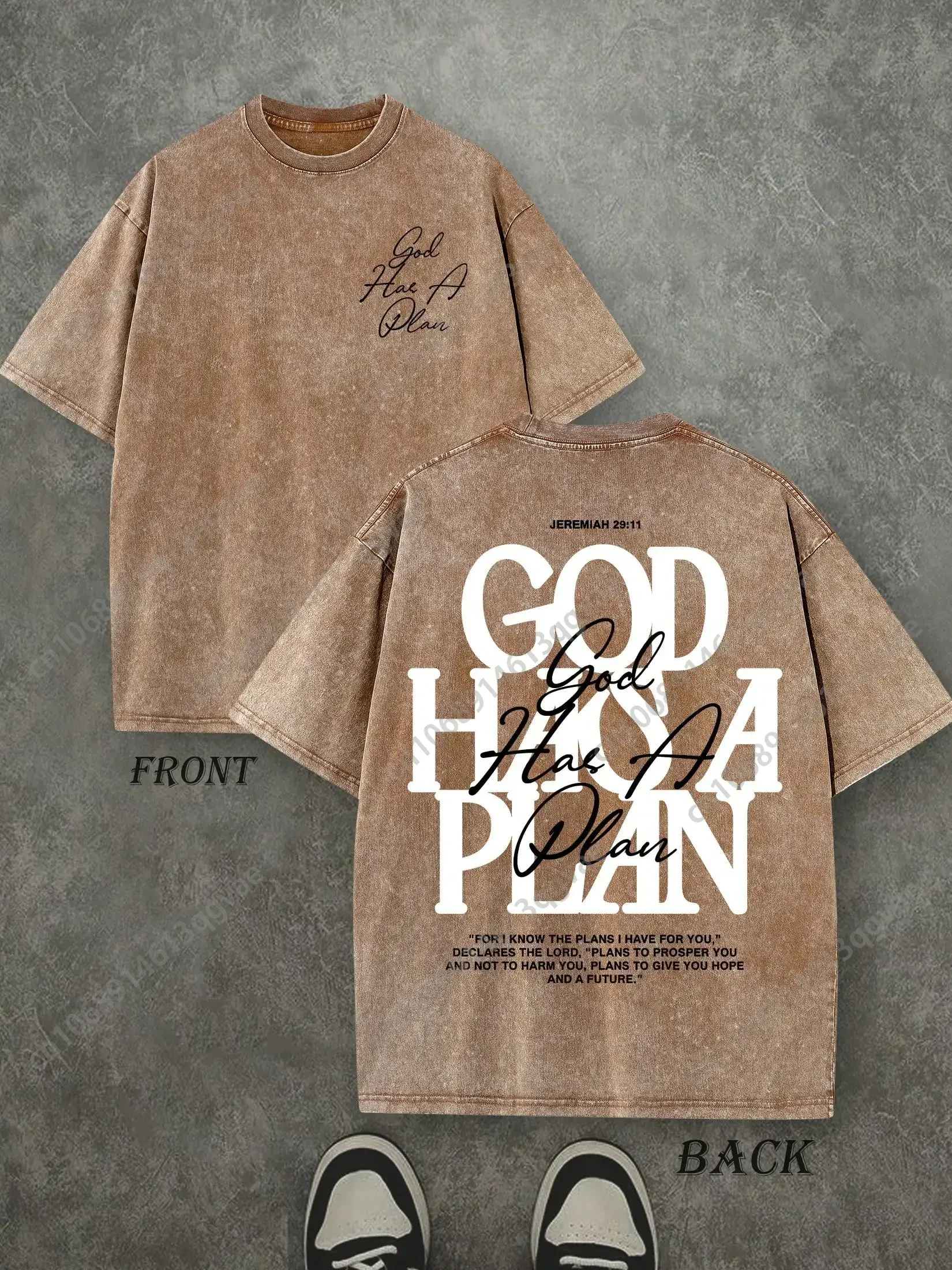 "God Has A Plan" Double-Sided Print Vintage Tee | 230gsm Heavyweight Washed Cotton Christian Streetwear, Unisex Wide-Shoulder Fi
"God Has A Plan" Double-Sided Print Vintage Tee | 230gsm Heavyweight Washed Cotton Christian Streetwear, Unisex Wide-Shoulder Fi