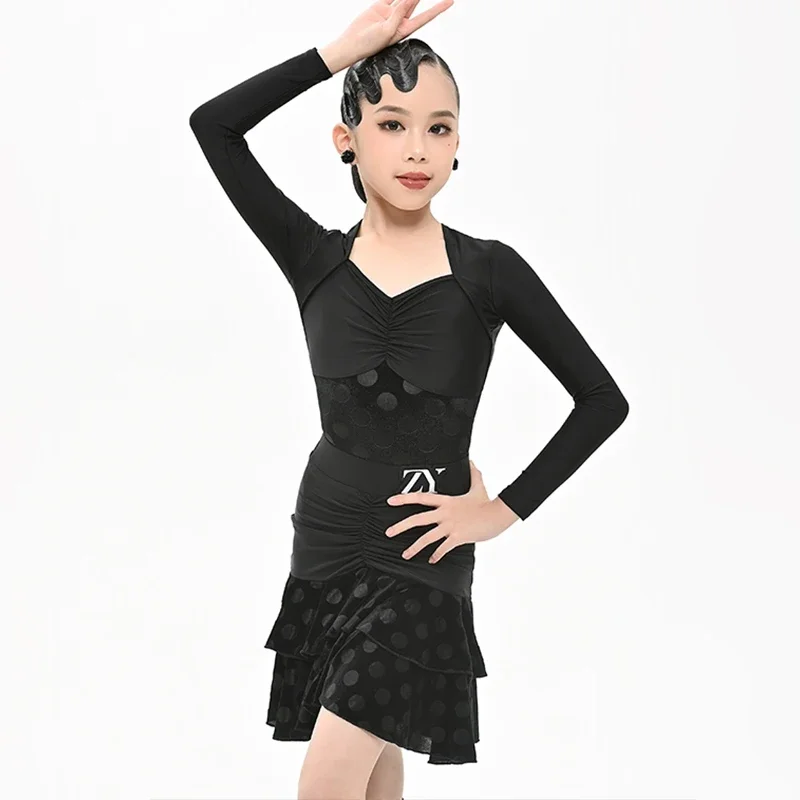 Black Latin Frill Dance Suit Girls Dancing Competition Costume Samba Rumba Stage Clothes Kids Latin Dance Skirt Bodysuit VDL2128
Black Latin Frill Dance Suit Girls Dancing Competition Costume Samba Rumba Stage Clothes Kids Latin Dance Skirt Bodysuit VDL2128