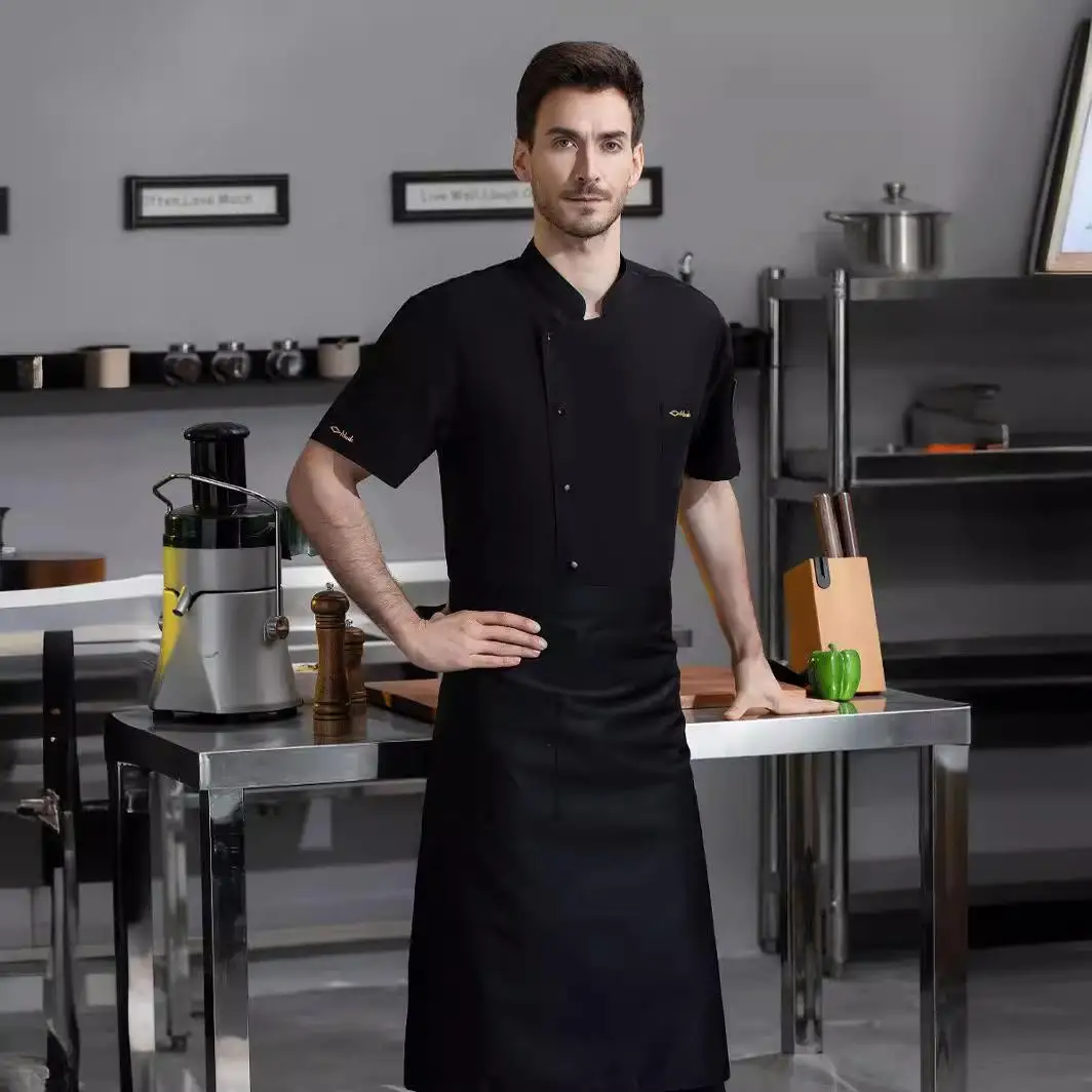Summer Catering Short Sleeve Breathable Chef Uniform Work Uniform Embroidery Name Print Logo Restaurant Jacket Kitchen Clothes
Summer Catering Short Sleeve Breathable Chef Uniform Work Uniform Embroidery Name Print Logo Restaurant Jacket Kitchen Clothes
