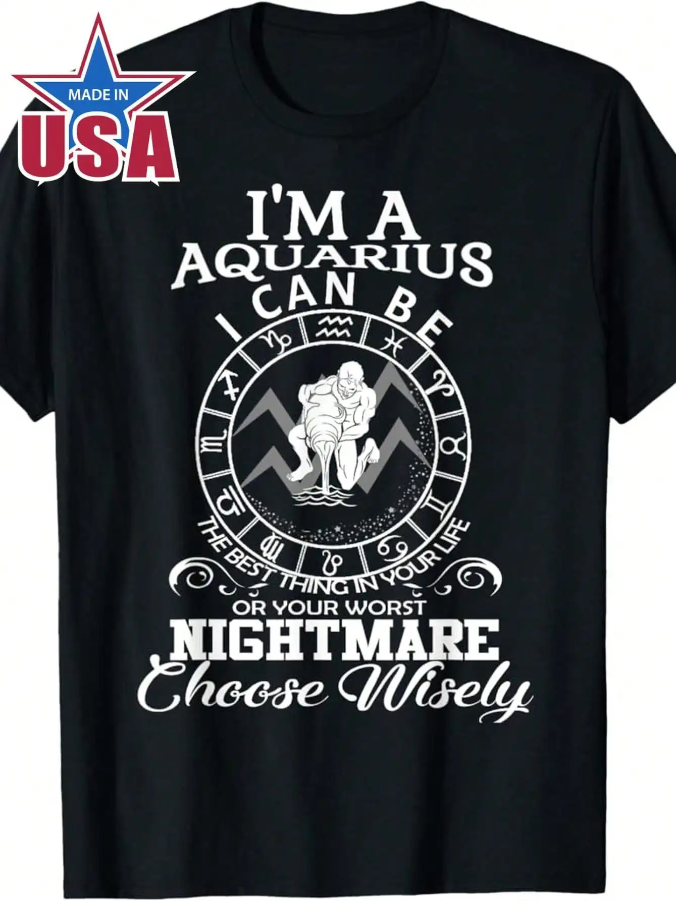 100% Made in USA Aquarius Zodiac Sign T-Shirt for Men Women 180g Cotton Horoscope Birthday Tee with Vintage Starry Sky Print
100% Made in USA Aquarius Zodiac Sign T-Shirt for Men Women 180g Cotton Horoscope Birthday Tee with Vintage Starry Sky Print