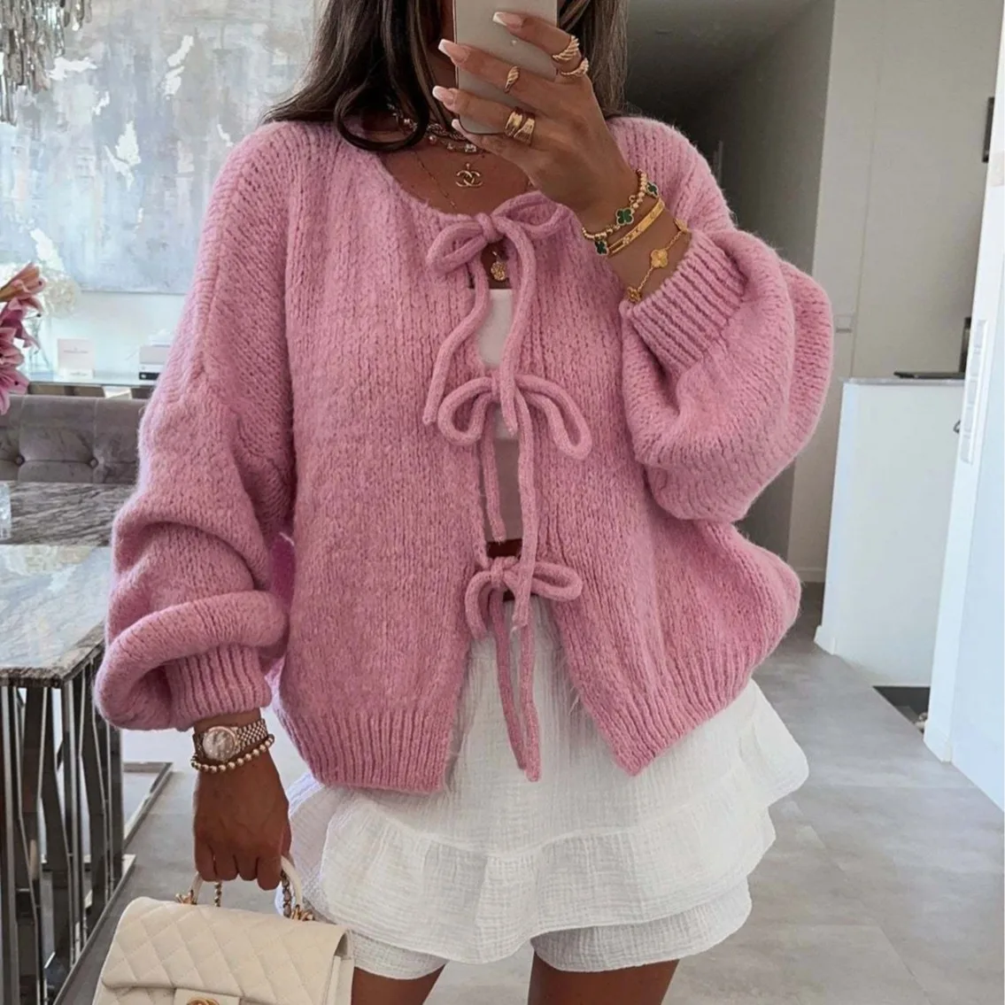 Bow Tie Front Cardigan for Women Long Sleeve Knitted Jacket Sweater Autumn Winter Knitwear Teen-girl Y2K Cute Outfit
Bow Tie Front Cardigan for Women Long Sleeve Knitted Jacket Sweater Autumn Winter Knitwear Teen-girl Y2K Cute Outfit