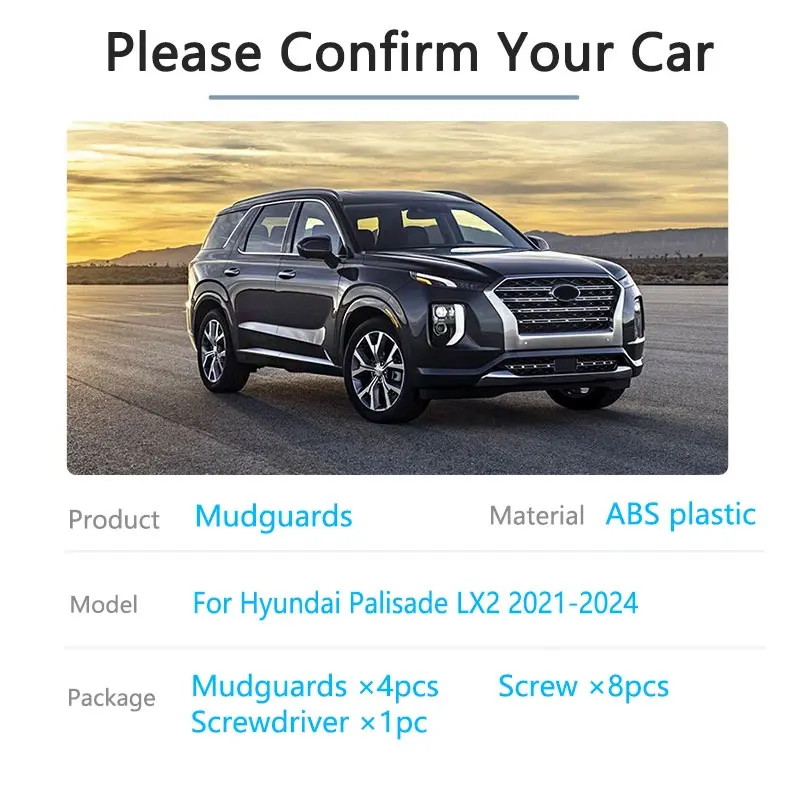 4x For Hyundai Palisade LX2 2021 2022 2023 2024 MudFlaps Front Rear Mudguards Accessories Wheel Protector Splash Guards Mud Flap
4x For Hyundai Palisade LX2 2021 2022 2023 2024 MudFlaps Front Rear Mudguards Accessories Wheel Protector Splash Guards Mud Flap