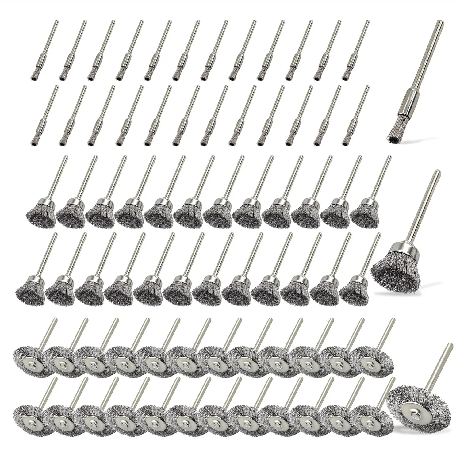 75Pcs Wire Brushes For Drill Set Steel Wire Wheels Pen Brush Bowl Shape Brushes For Rotary Tools Rust Removal Grinding Sanding Polishing 1/8 Inch Handle
75Pcs Wire Brushes For Drill Set Steel Wire Wheels Pen Brush Bowl Shape Brushes For Rotary Tools Rust Removal Grinding Sanding Polishing 1/8 Inch Handle