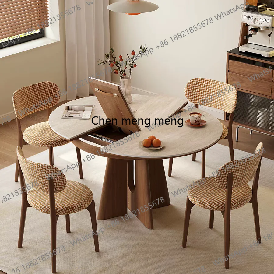 Rock slab solid wood telescopic round dining table variable oval stretching multi-functional folding small apartment
Rock slab solid wood telescopic round dining table variable oval stretching multi-functional folding small apartment