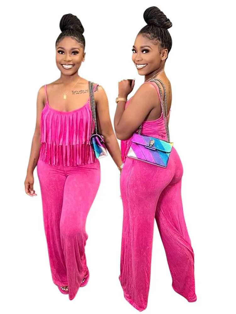Fashionable Suspender Solid Color Tassel Slim Fit Jumpsuit For Women's Summer New Style
Fashionable Suspender Solid Color Tassel Slim Fit Jumpsuit For Women's Summer New Style