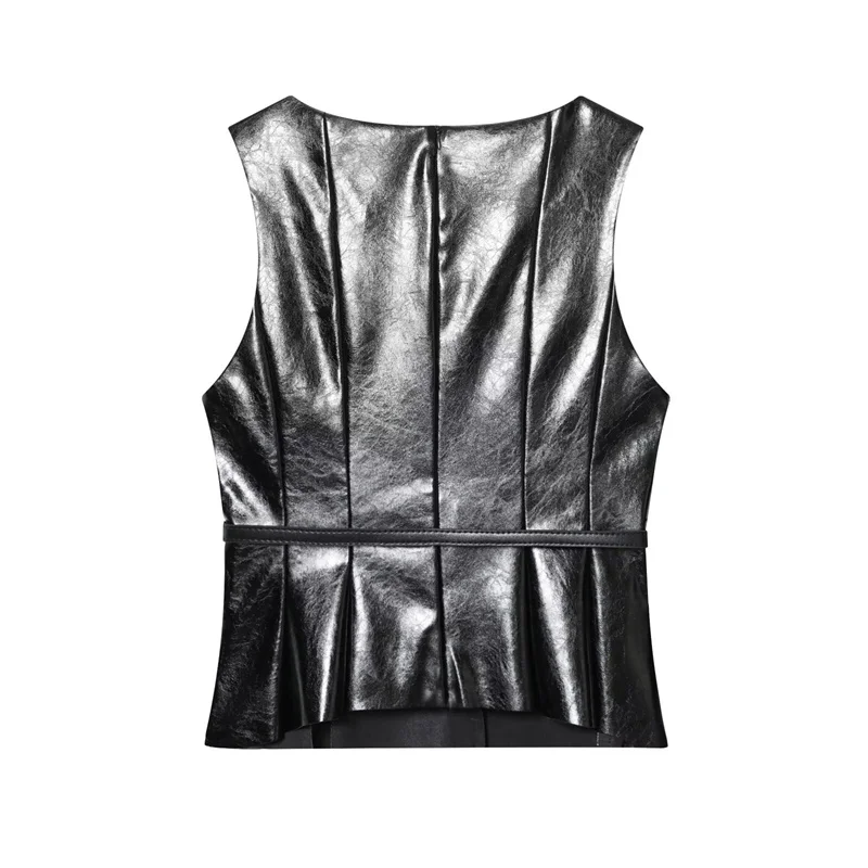 2025 Autumn New Women's Fashion, stylish and simple, off-shoulder sleeveless top with faux leather effect and belt.
2025 Autumn New Women's Fashion, stylish and simple, off-shoulder sleeveless top with faux leather effect and belt.