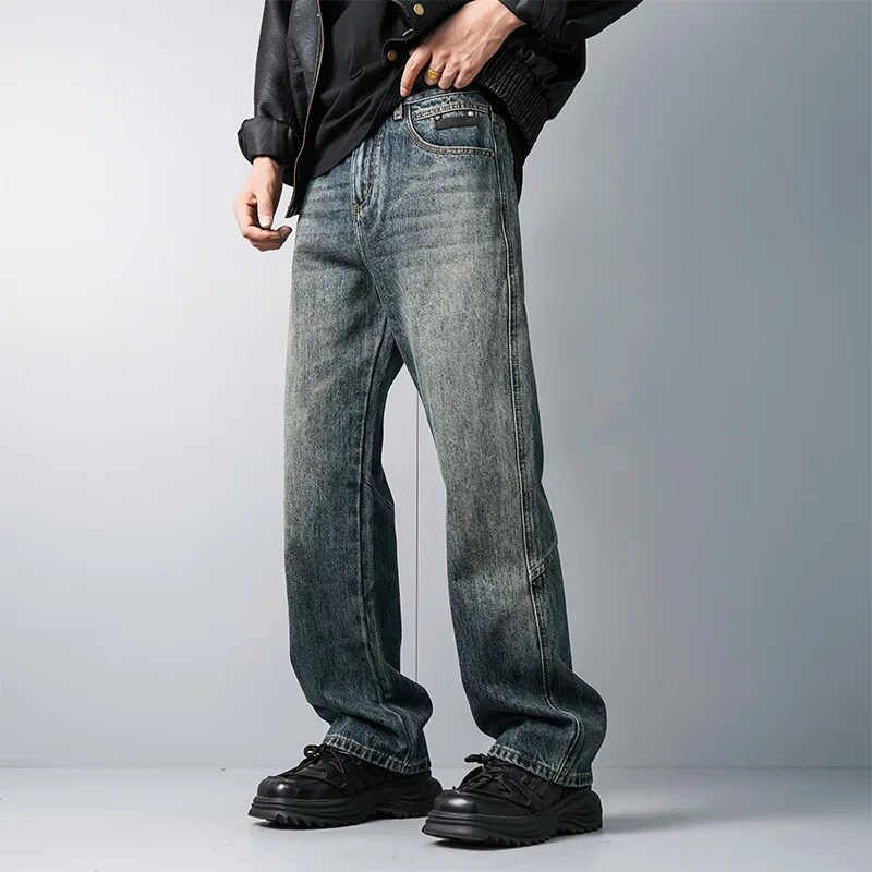 Four Seasons Men's Washed Vintage Loose Wide Leg Jeans Pants Casual Trendy Solid Color Dark Blue Denim Trousers Male Trousers
Four Seasons Men's Washed Vintage Loose Wide Leg Jeans Pants Casual Trendy Solid Color Dark Blue Denim Trousers Male Trousers