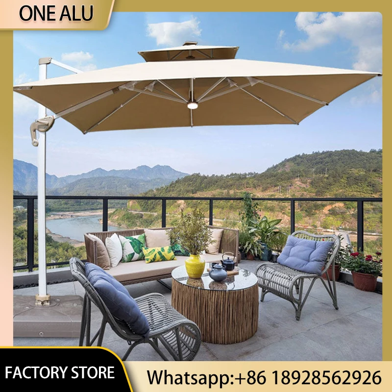 Double Tier Aluminum Patio Umbrella Center Light Waterproof Garden Courtyard Sunshade Cantilever Umbrella with Base
Double Tier Aluminum Patio Umbrella Center Light Waterproof Garden Courtyard Sunshade Cantilever Umbrella with Base