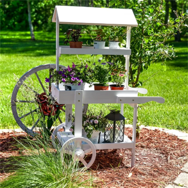 Country Market Flower Cart Display Stand with Wheels 2 Shelves Fir Wood, Creative Decorative Ornaments,White
Country Market Flower Cart Display Stand with Wheels 2 Shelves Fir Wood, Creative Decorative Ornaments,White