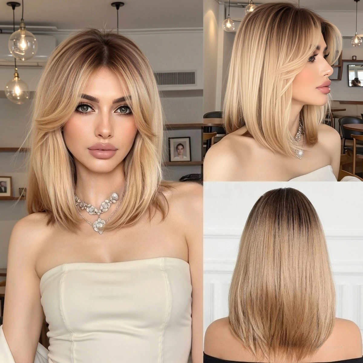 Ombre Blonde Wig for Women Short 14inch Headband Wigs with Curtain Bangs High Temperature Fibers Nature Looking for Daily Use
Ombre Blonde Wig for Women Short 14inch Headband Wigs with Curtain Bangs High Temperature Fibers Nature Looking for Daily Use