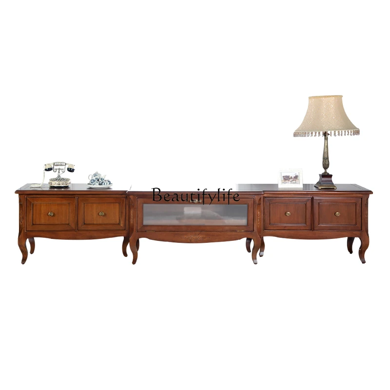 *Medieval TV cabinet mahogany core wood American living room three-stage floor cabinet
*Medieval TV cabinet mahogany core wood American living room three-stage floor cabinet