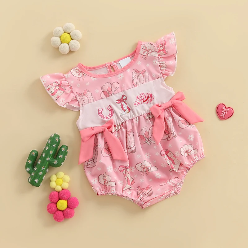 Adorable Baby Girls Romper with Ruffle Sleeves Cute Crew Neck Design and Stylish Boots Print - Perfect for Summer Outfits
Adorable Baby Girls Romper with Ruffle Sleeves Cute Crew Neck Design and Stylish Boots Print - Perfect for Summer Outfits