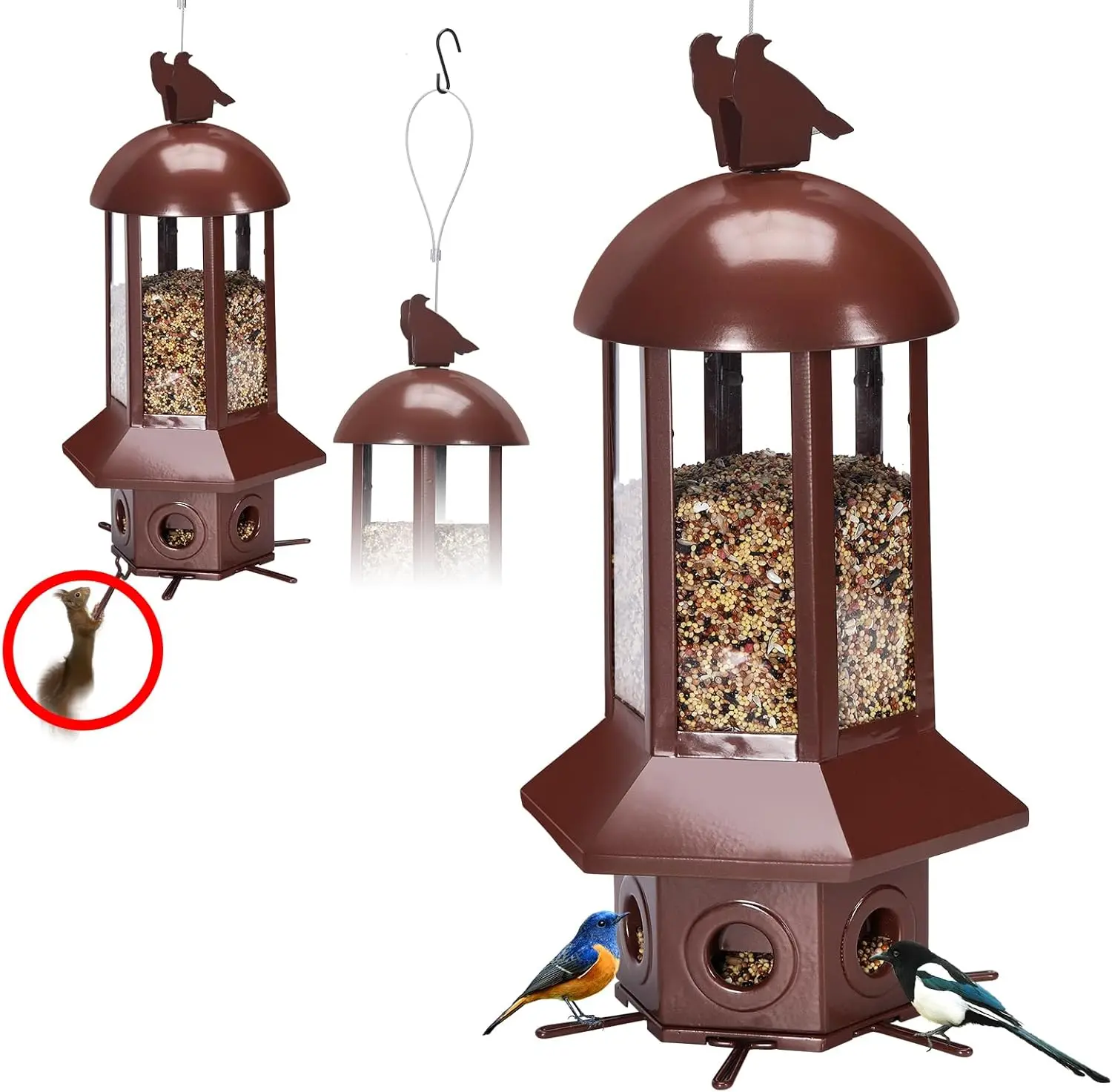 Large Capacity Squirrel-Proof Bird Feeder, Rust-Resistant Metal with Easy Refill, Holds 5.06 lbs for Multiple Birds
Large Capacity Squirrel-Proof Bird Feeder, Rust-Resistant Metal with Easy Refill, Holds 5.06 lbs for Multiple Birds