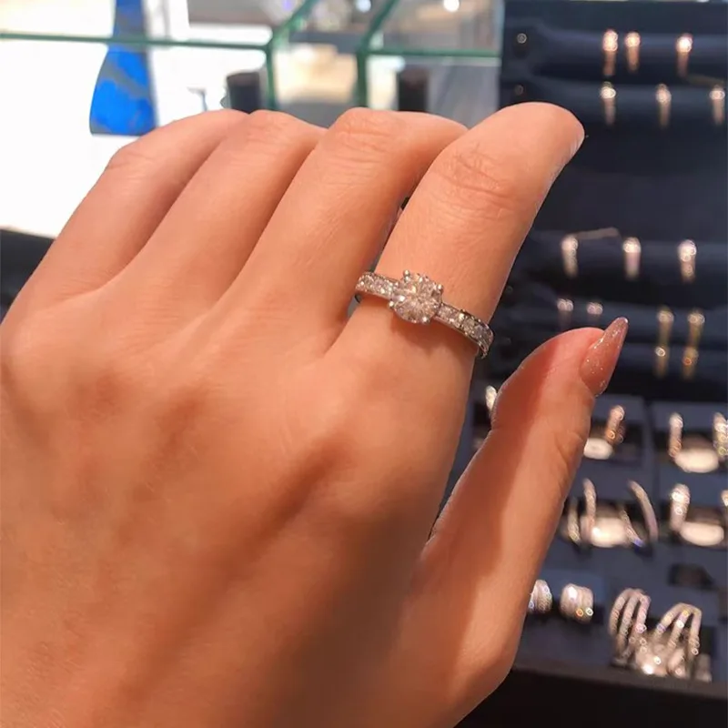 Sparkling 6.5mm High Carbon Diamond Rings for Women - 925 Sterling Silver Engagement Ring & Ladies Wedding Band Jewelry Gift
Sparkling 6.5mm High Carbon Diamond Rings for Women - 925 Sterling Silver Engagement Ring & Ladies Wedding Band Jewelry Gift