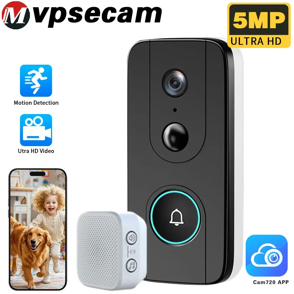 5MP Wireless Wifi Video Doorbell Camera Outdoor Battery Rechargeable Two-way Audio Human Motion Detection IP66 Waterproof 
5MP Wireless Wifi Video Doorbell Camera Outdoor Battery Rechargeable Two-way Audio Human Motion Detection IP66 Waterproof
