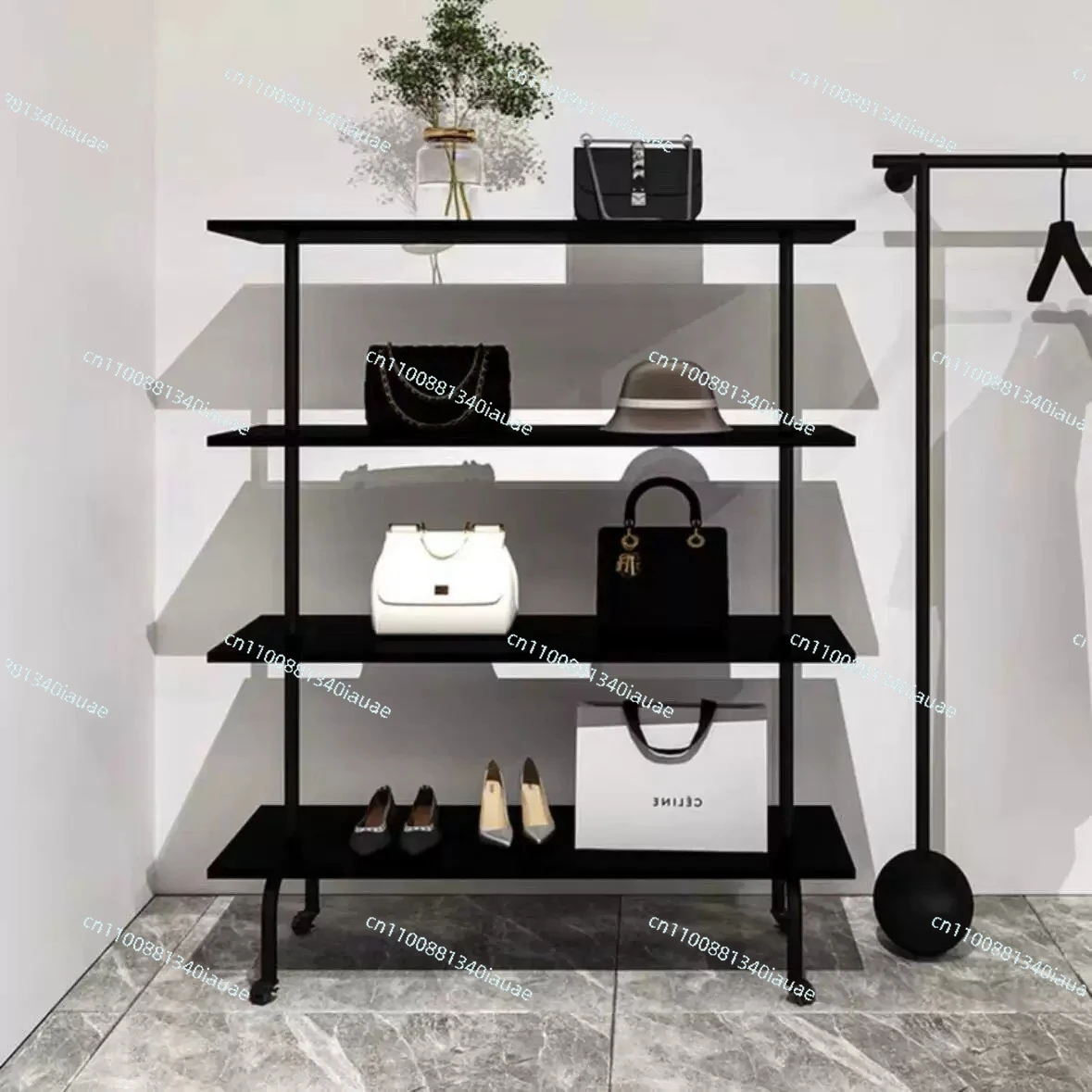 Shoe Rack Clothing Store Multi-layer Black Rack Bag Storage Movable Floor Type
Shoe Rack Clothing Store Multi-layer Black Rack Bag Storage Movable Floor Type