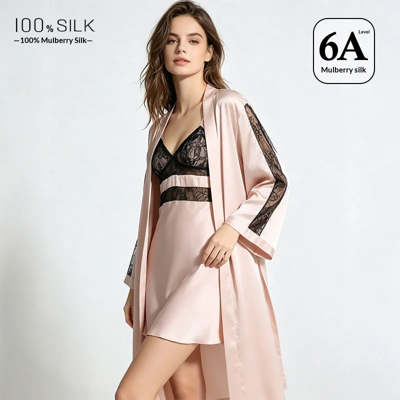 100% Mulberry Silk Sexy Sheer Lace Nightgown & Robe Satin Homewear Solid Mini Chemise Kimono Gown Sleepwear Lingerie Bathrobe PJ
100% Mulberry Silk Sexy Sheer Lace Nightgown & Robe Satin Homewear Solid Mini Chemise Kimono Gown Sleepwear Lingerie Bathrobe PJ