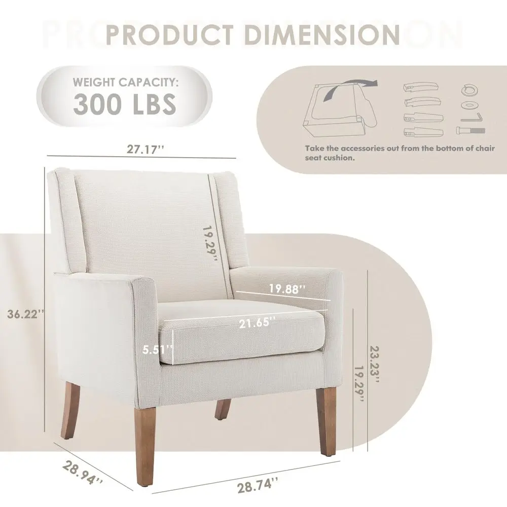 Modern Wingback Living Room Chair, Upholstered Fabric Accent Armchair, Single Sofa Chair with Lounge Seat and Wood Legs for Off
Modern Wingback Living Room Chair, Upholstered Fabric Accent Armchair, Single Sofa Chair with Lounge Seat and Wood Legs for Off