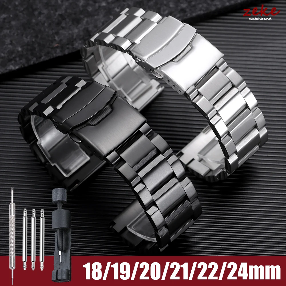 Luxury Solid Stainless Steel Watch Band 18mm 19mm 20mm 21mm 22mm 24mm Belt Black Silver Bracelet for Seiko Men Watch Accessories
Luxury Solid Stainless Steel Watch Band 18mm 19mm 20mm 21mm 22mm 24mm Belt Black Silver Bracelet for Seiko Men Watch Accessories
