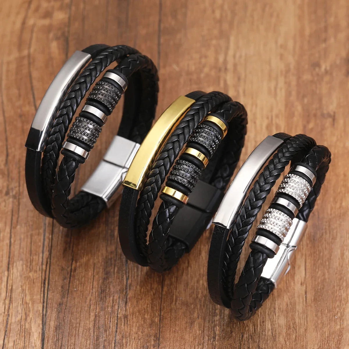 Classic Men's Leather Bracelet New Hand-Woven Multi-Layer Combination Accessories Fashion Men's Jewelry Direct Wholesale
Classic Men's Leather Bracelet New Hand-Woven Multi-Layer Combination Accessories Fashion Men's Jewelry Direct Wholesale