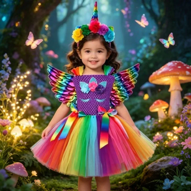 Rainbow Unicorn Style Princess Tutu Dress for Girls, Party Gown, Kids Halloween Cosplay Outfit, Birthday Gift Fancy Clothing
Rainbow Unicorn Style Princess Tutu Dress for Girls, Party Gown, Kids Halloween Cosplay Outfit, Birthday Gift Fancy Clothing