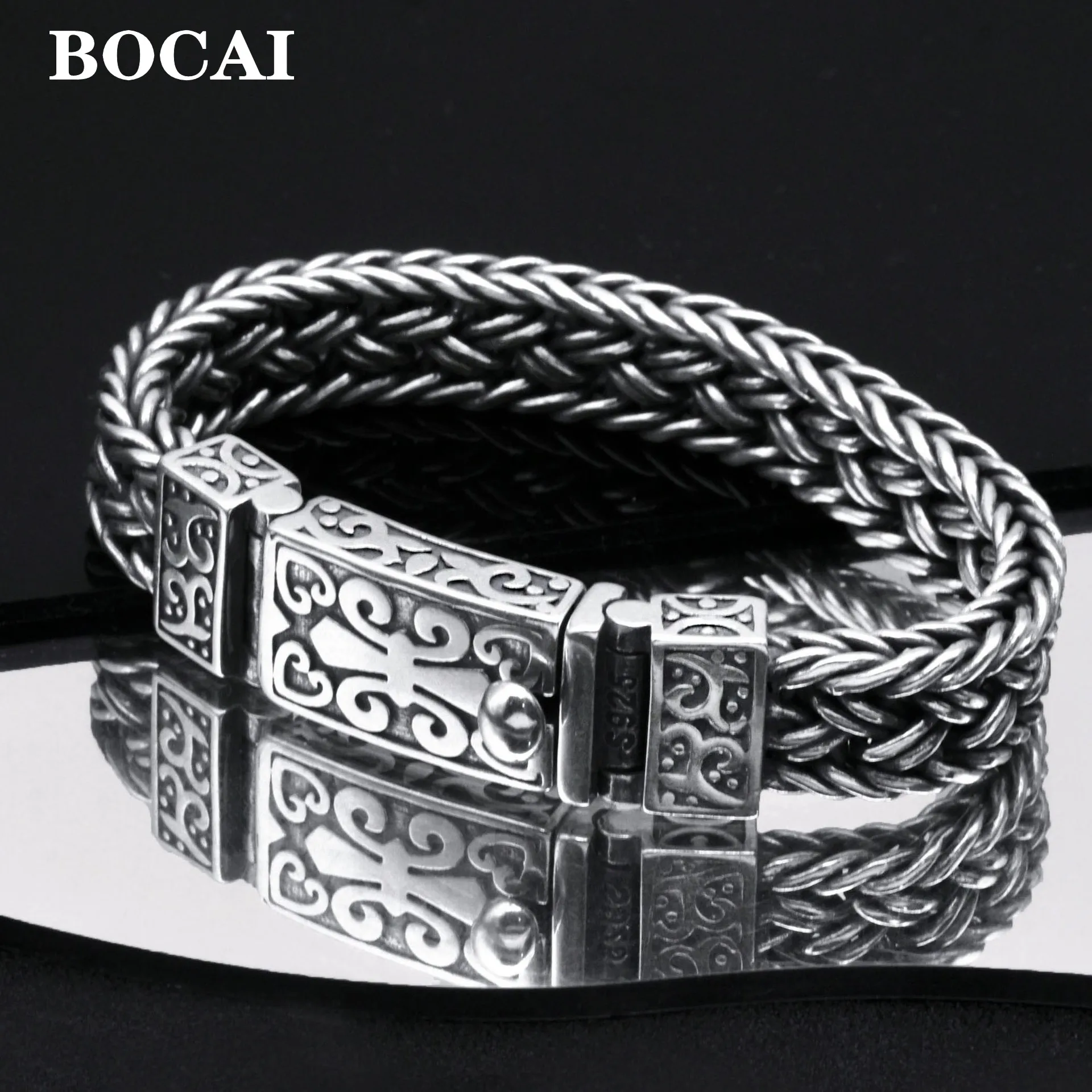 BOCAI Новый настоящий серебряный браслет S925 в винтажном стиле в стиле панк, широкая версия, трендовый мужской браслет в стиле рок, 11 мм, кнопка, модный подарок
BOCAI Новый настоящий серебряный браслет S925 в винтажном стиле в стиле панк, широкая версия, трендовый мужской браслет в стиле рок, 11 мм, кнопка, модный подарок