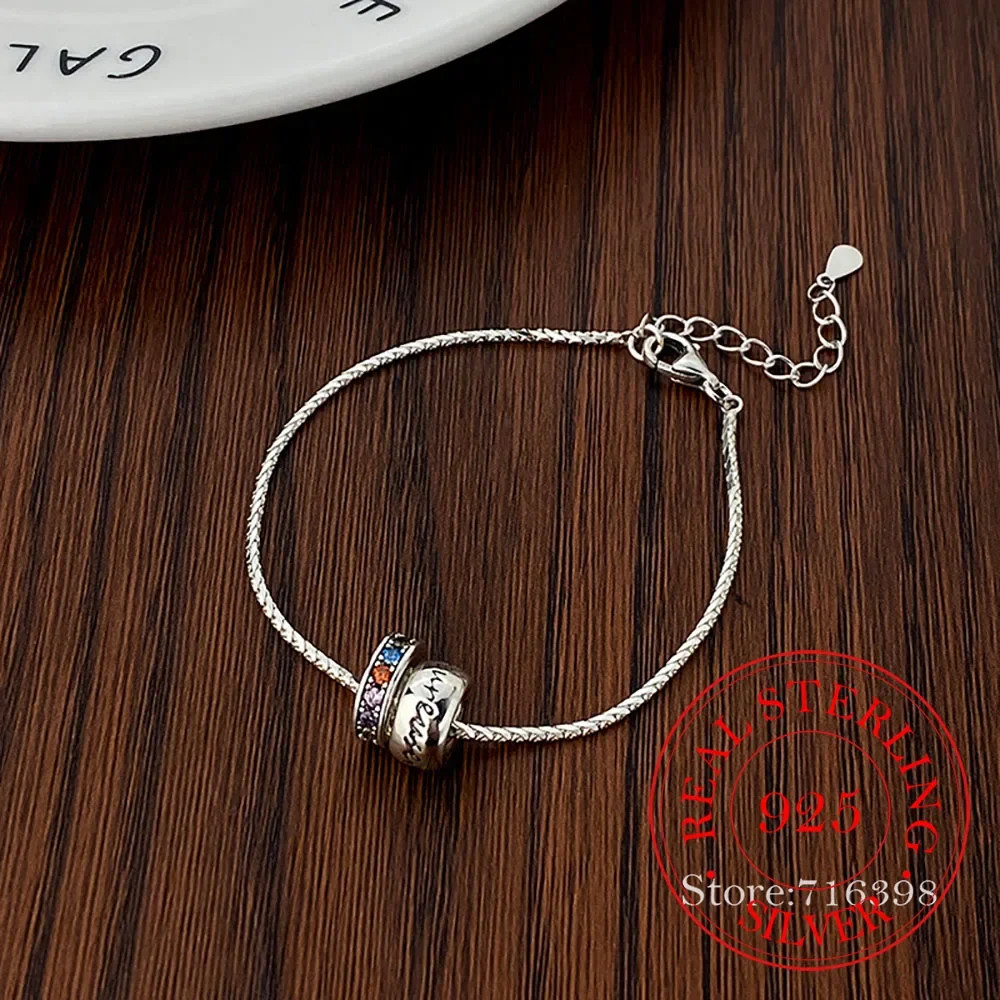 925 Sterling Silver Crystal Rainbow Words Snake Chain Charm Bracelet for Women Silver 925 Luck Bracelets Party Wedding Jewelry
925 Sterling Silver Crystal Rainbow Words Snake Chain Charm Bracelet for Women Silver 925 Luck Bracelets Party Wedding Jewelry