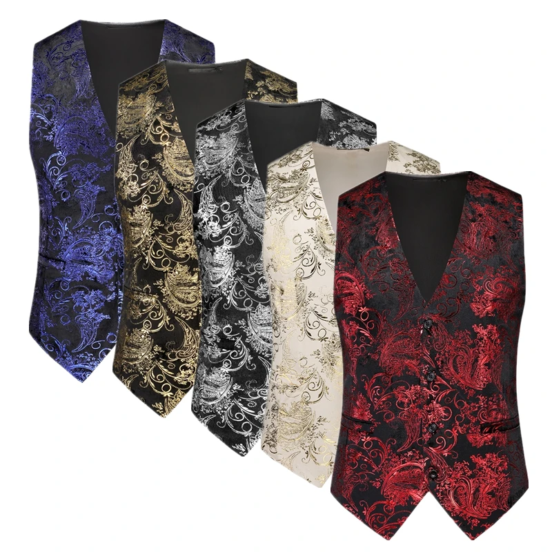 New British-Style Casual Suit Vest for Men,Fashion Multi-Color Jacquard Gold-Embossed Slim-Fit Men's Waistcoat
New British-Style Casual Suit Vest for Men,Fashion Multi-Color Jacquard Gold-Embossed Slim-Fit Men's Waistcoat