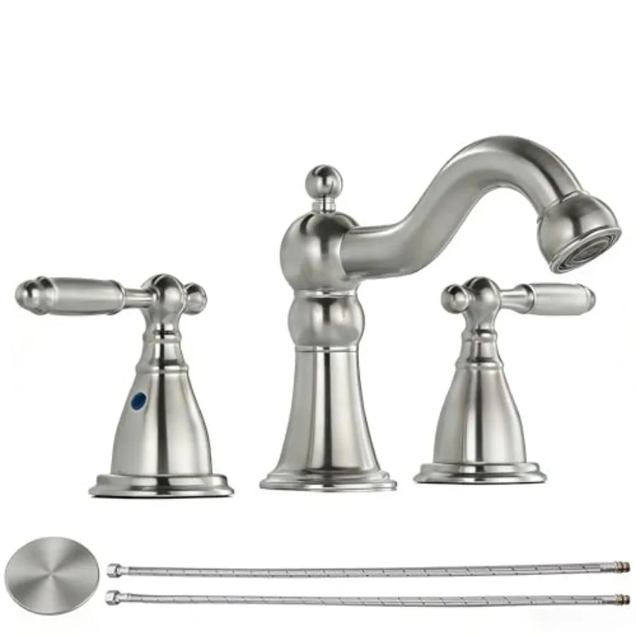 Bathroom Faucets for Sink 3 Brushed 8 inch Widespread Bathroom Sink Faucet with Drain Double Lever Handle Faucet Bathroom Vanit
Bathroom Faucets for Sink 3 Brushed 8 inch Widespread Bathroom Sink Faucet with Drain Double Lever Handle Faucet Bathroom Vanit