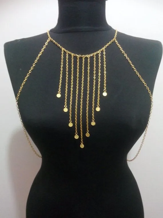 Fashion women's metal sequined disc pendant, necklace, body chain, popular accessories in Europe and America
Fashion women's metal sequined disc pendant, necklace, body chain, popular accessories in Europe and America