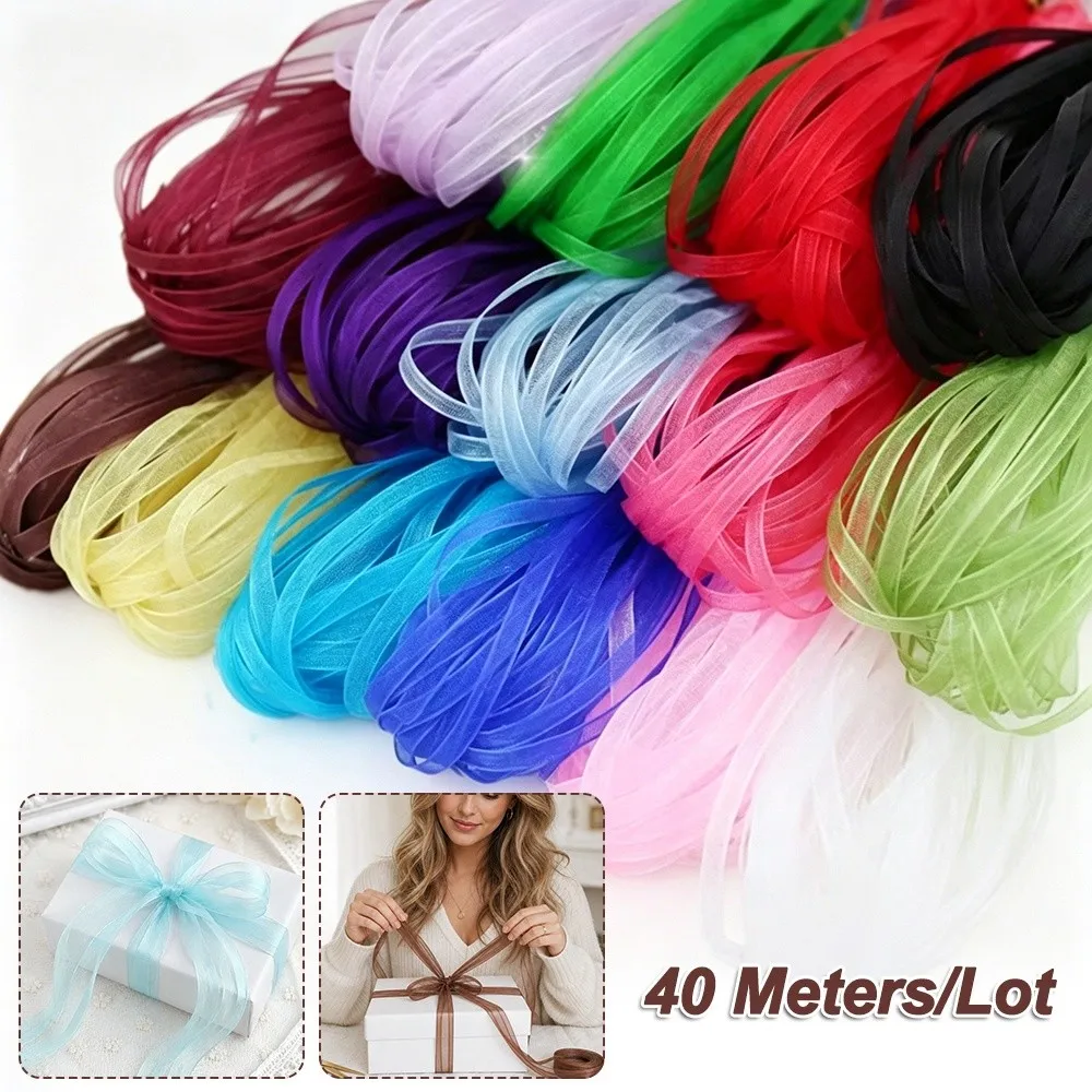 6mm Width Organza Ribbon 40 Meters Length Bouquet Decoration Chiffon Ribbon Decorative Sheer Texture Gift Wrap Strip
6mm Width Organza Ribbon 40 Meters Length Bouquet Decoration Chiffon Ribbon Decorative Sheer Texture Gift Wrap Strip