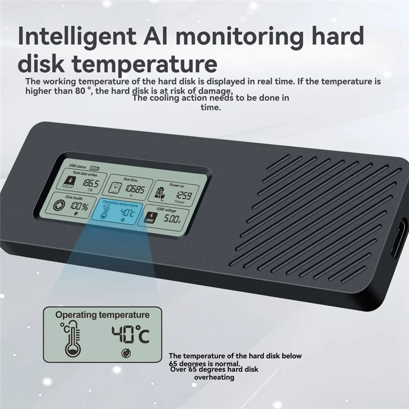 Durable-M.2 Hard Drive Box NGFF SATA Protocol SSD Enclosure 5Gbps USB3.2 Intelligent Digital Display M.2 SSD Case,M.2 Hard Drive
Durable-M.2 Hard Drive Box NGFF SATA Protocol SSD Enclosure 5Gbps USB3.2 Intelligent Digital Display M.2 SSD Case,M.2 Hard Drive
