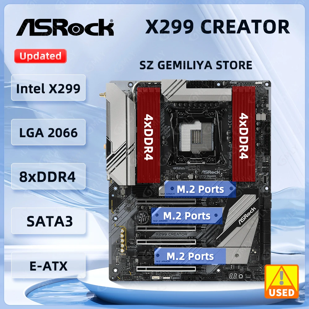 ASROCK X299 Motherboard X299 CREATOR Motherboard LGA 2066 3xUltra M.2 DDR4 256GB support i9-10900 9900X i9-7900 i7-7800 cpu ATX
ASROCK X299 Motherboard X299 CREATOR Motherboard LGA 2066 3xUltra M.2 DDR4 256GB support i9-10900 9900X i9-7900 i7-7800 cpu ATX