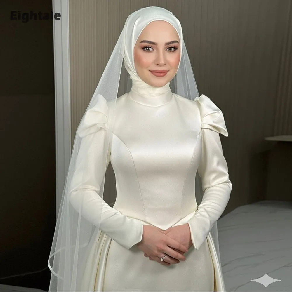 Eightale арабское свадебное платье с высоким воротом, индивидуальное атласное свадебное платье цвета слоновой кости с длинными рукавами, мусульманское вечернее платье невесты
Eightale арабское свадебное платье с высоким воротом, индивидуальное атласное свадебное платье цвета слоновой кости с длинными рукавами, мусульманское вечернее платье невесты