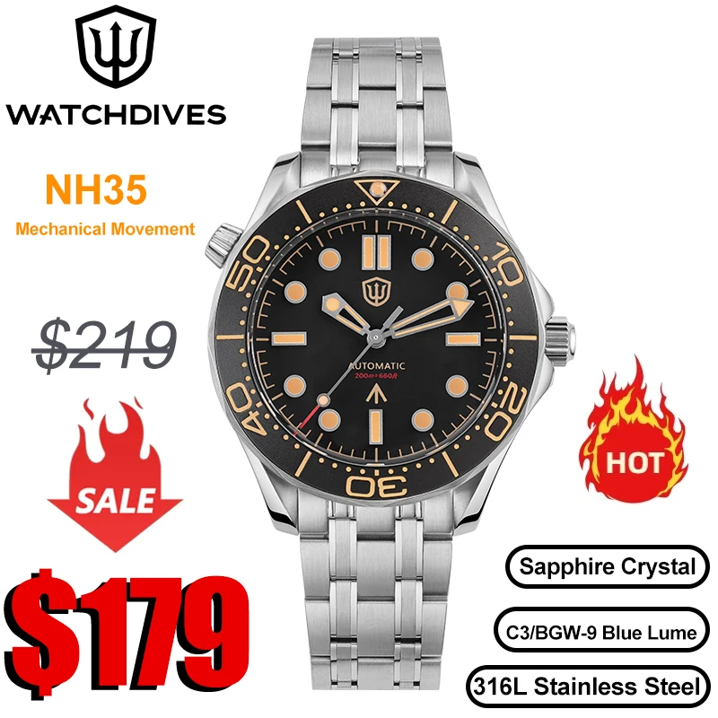 Watchdives WD007 Steel Mechanical Watches 39mm NTTD NH35 Automatic Dive Watch Sapphire 20Bar Waterproof Luminous Luxury Watches
Watchdives WD007 Steel Mechanical Watches 39mm NTTD NH35 Automatic Dive Watch Sapphire 20Bar Waterproof Luminous Luxury Watches
