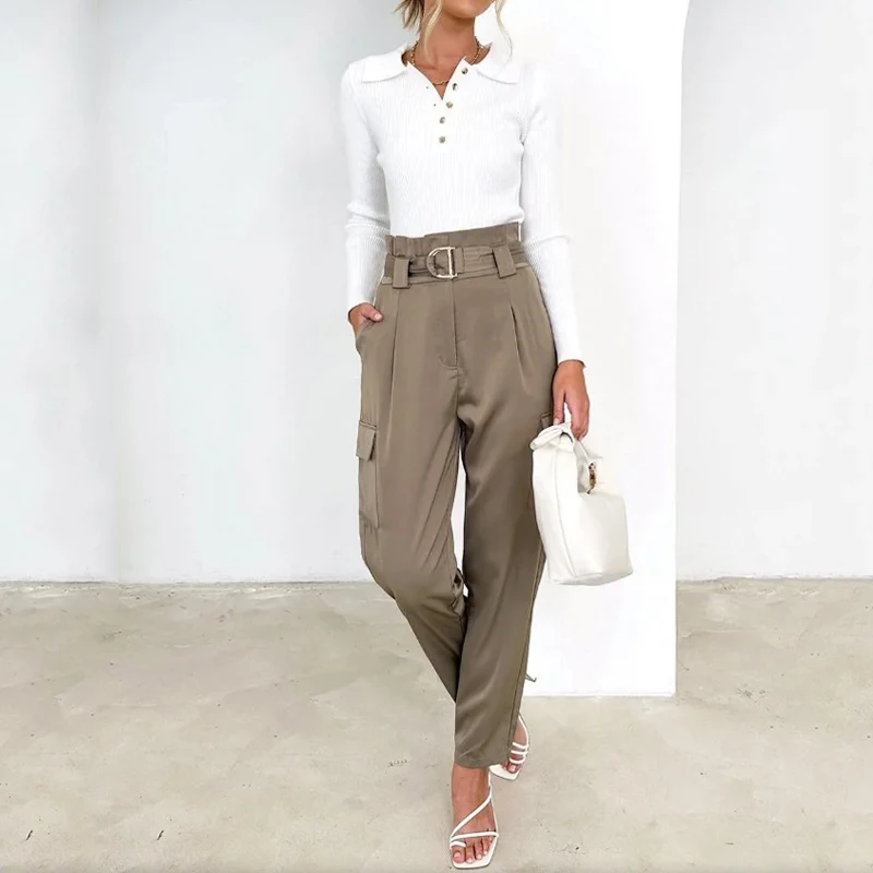 LIYONG Two Piece Set For Women Matching Set Autumn Fashion Solid Long Sleeve Lapel Top With Belt Pants Streetwear For Female
LIYONG Two Piece Set For Women Matching Set Autumn Fashion Solid Long Sleeve Lapel Top With Belt Pants Streetwear For Female