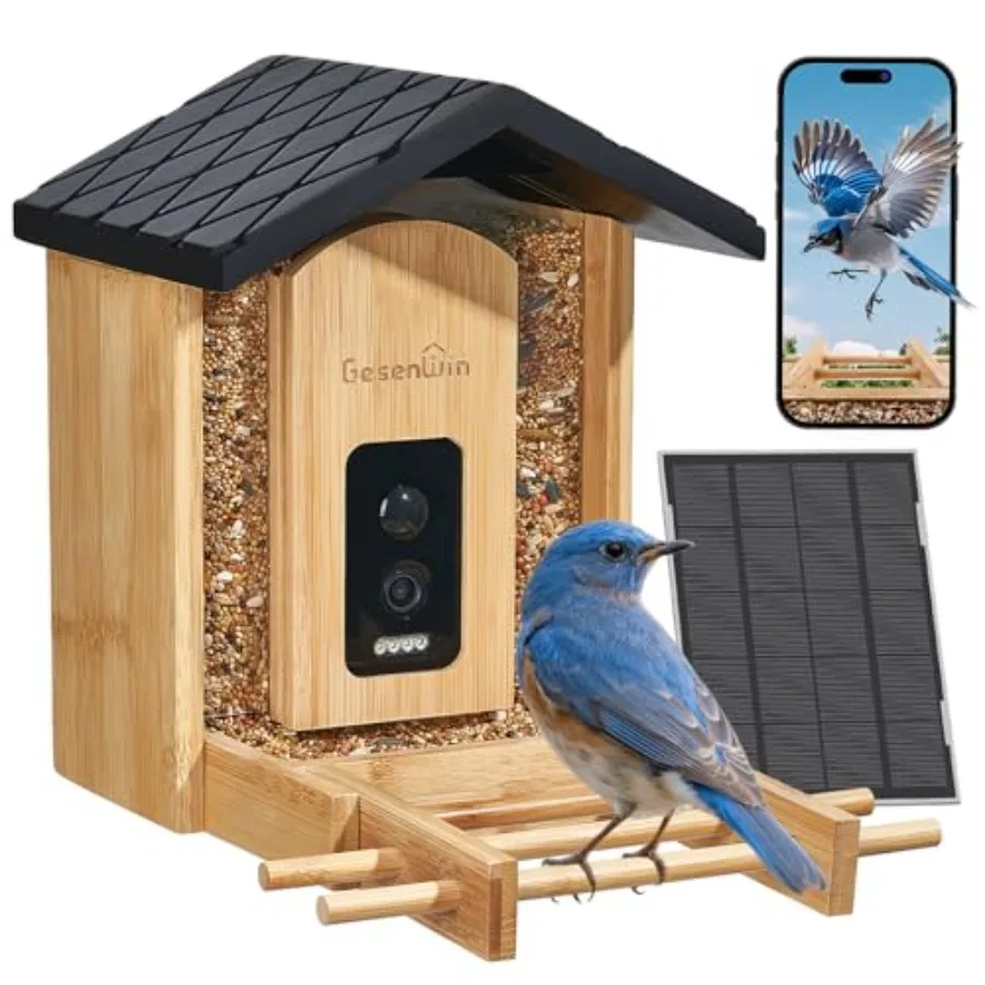 Eco-Friendly Bamboo Smart Bird Feeder with Camera and Solar Panel - AI Identifies 11000+ Species 2K HD Night Vision Wireless Ou
Eco-Friendly Bamboo Smart Bird Feeder with Camera and Solar Panel - AI Identifies 11000+ Species 2K HD Night Vision Wireless Ou