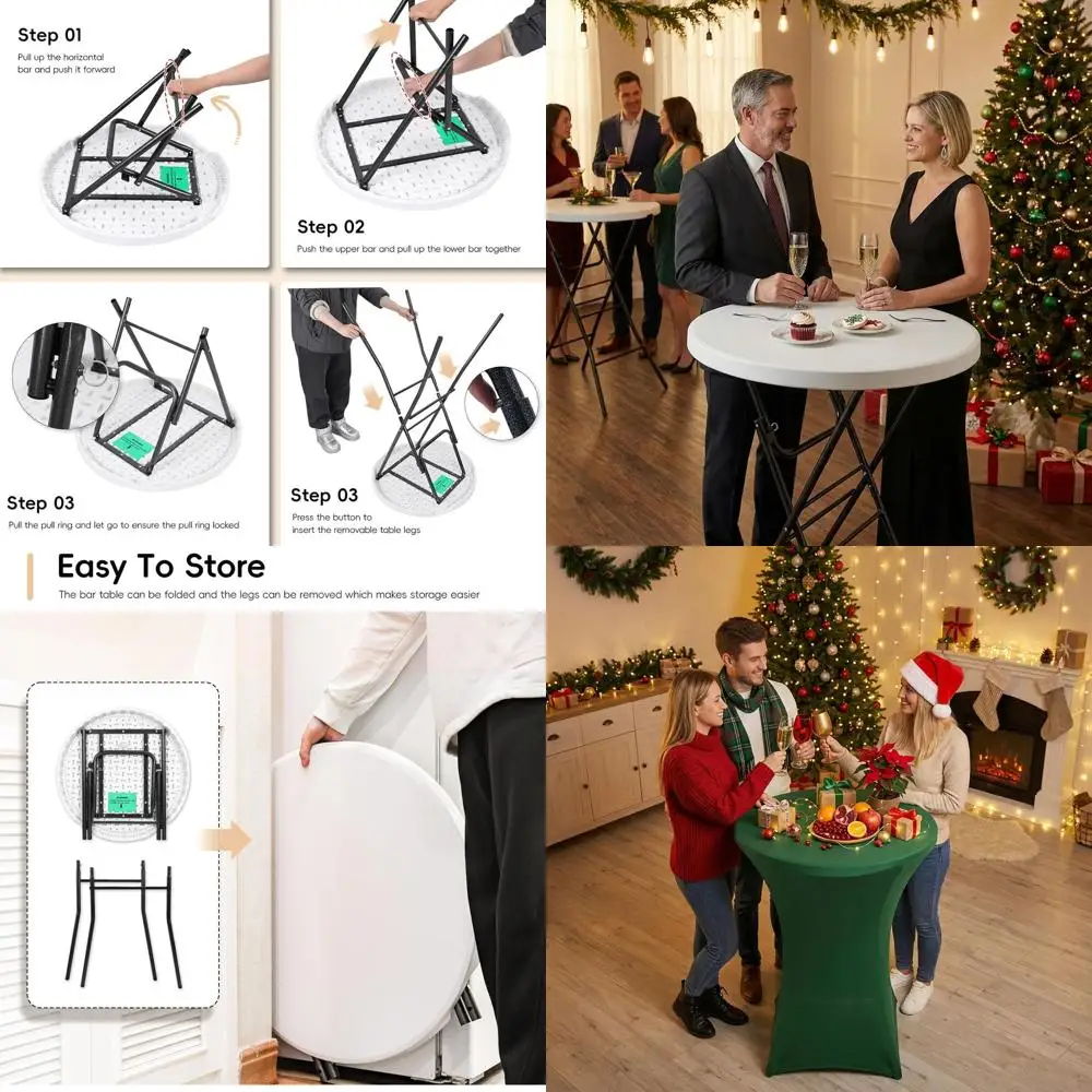 Portable Folding Bar Height Table, 28 Round Plastic & Steel Bistro, Ideal for Outdoor & Indoor Parties, RV, Patio, Catering - 1p
Portable Folding Bar Height Table, 28 Round Plastic & Steel Bistro, Ideal for Outdoor & Indoor Parties, RV, Patio, Catering - 1p