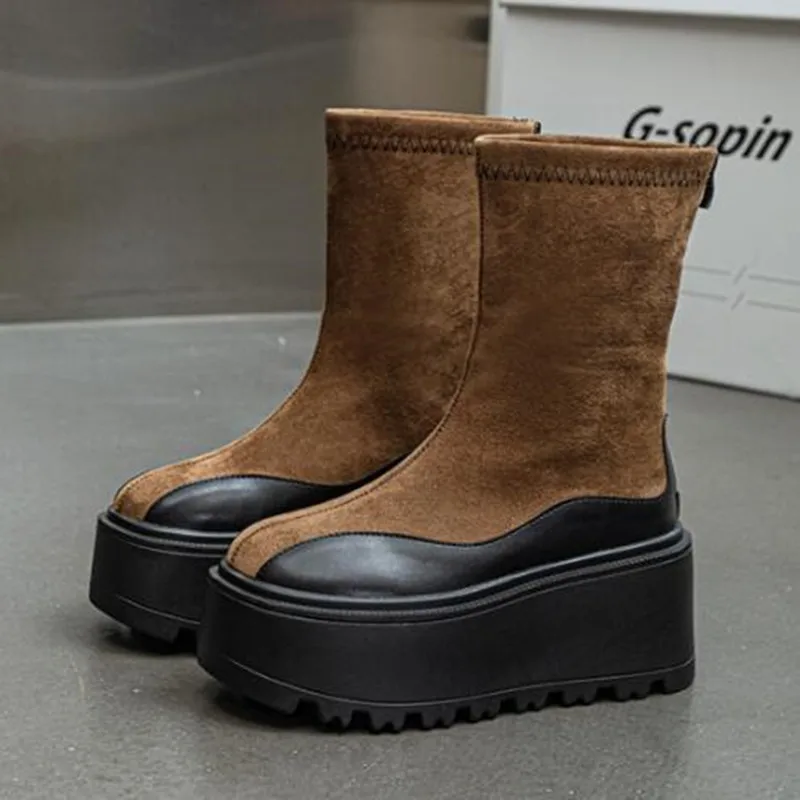 High Quality Fashion Genuine Leather Women Ankle Boots 8cm Platform Boots Motorcycle Spring Autumn Winter Booties Heel Zip Shoes
High Quality Fashion Genuine Leather Women Ankle Boots 8cm Platform Boots Motorcycle Spring Autumn Winter Booties Heel Zip Shoes