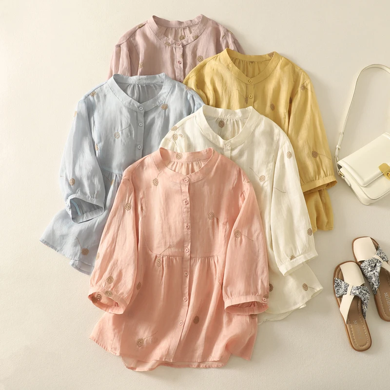 Low Price Embroidered Pure Color Stand Collar Casual Thin irt Women's Summer New Loose Fit Open Cardigan Sle Regular Sve
Low Price Embroidered Pure Color Stand Collar Casual Thin irt Women's Summer New Loose Fit Open Cardigan Sle Regular Sve
