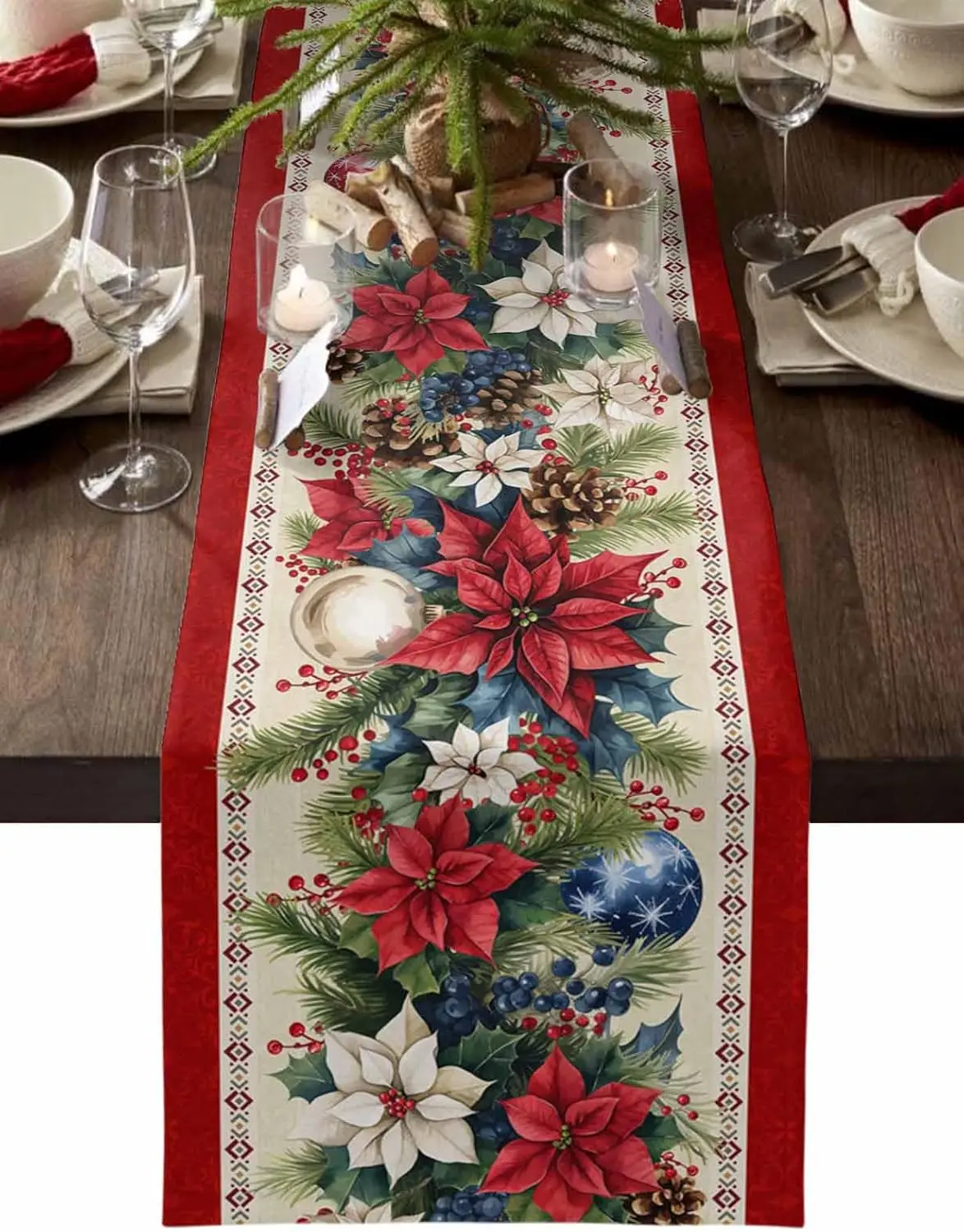 Christmas Poinsettia Flower Blue Balls Table Runner Party Decor Winter Xmas Botanical Table Runners Christmas Decorations
Christmas Poinsettia Flower Blue Balls Table Runner Party Decor Winter Xmas Botanical Table Runners Christmas Decorations